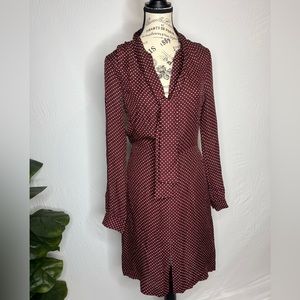 Michael Kors Silk Neck-Bow Maroon Dress “Old Money” vintage style